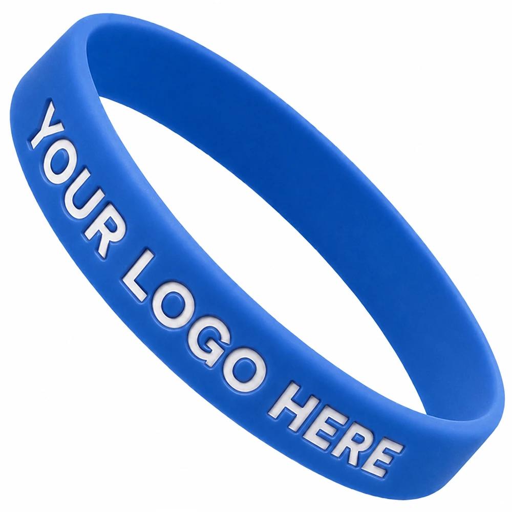 Custom 1/2 Inch Debossed Color Filled Silicone Wristbands